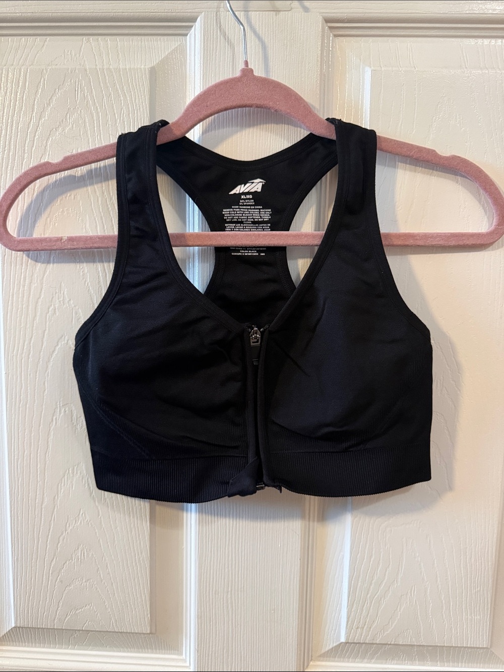 Avia Black Front-Zip Racerback Sports Bra